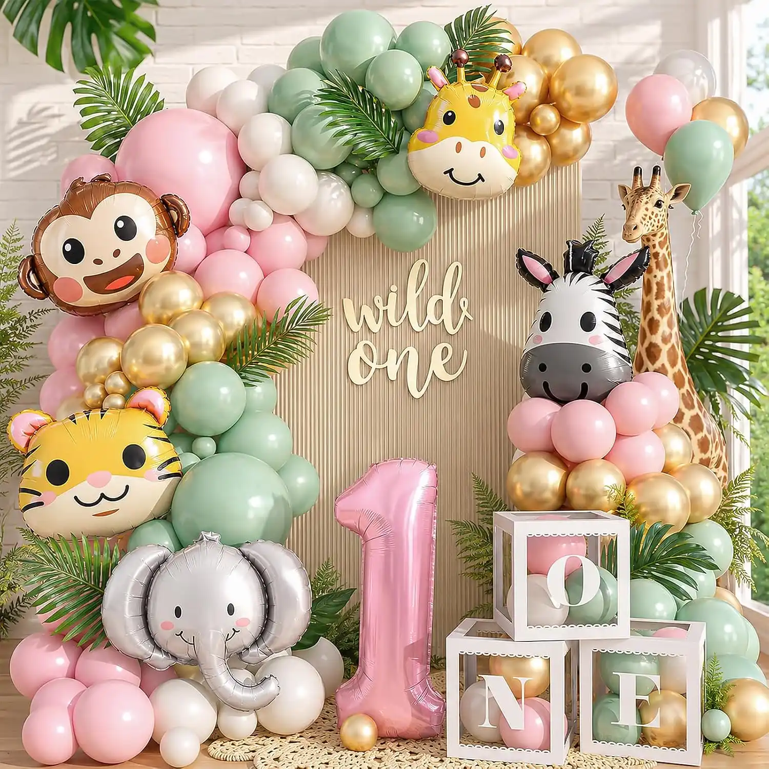 ¿Cuál es el estilo popular del kit de arco de globos rosa y verde?