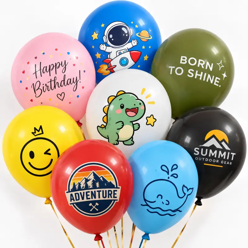 Cantidad mínima de pedido de globos de látex impresos personalizados para múltiples diseños de logotipos