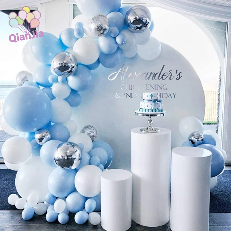 Arco de globos de cumpleaños azul