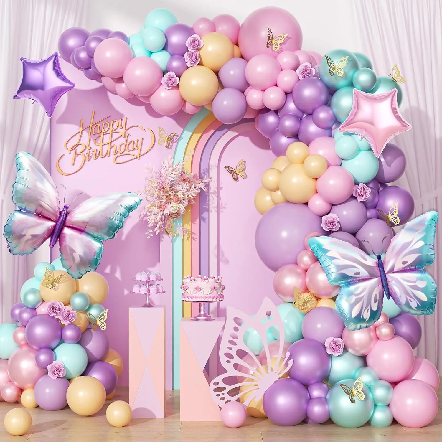 Conjunto de guirnalda de globos de mariposa