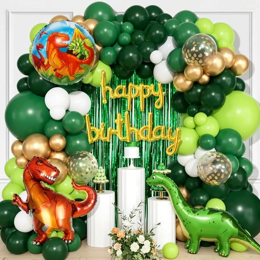 guirnalda de globos de cumpleaños de dinosaurio