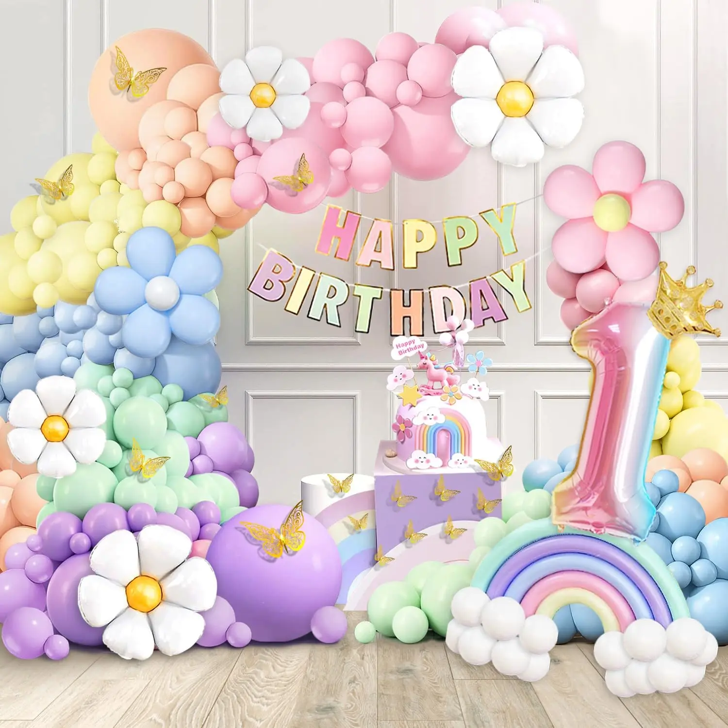 decoraciones con globos para el primer cumpleaños
