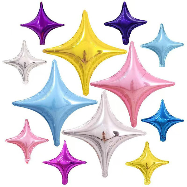 Cuatro globos de láminas de estrellas de ángulo