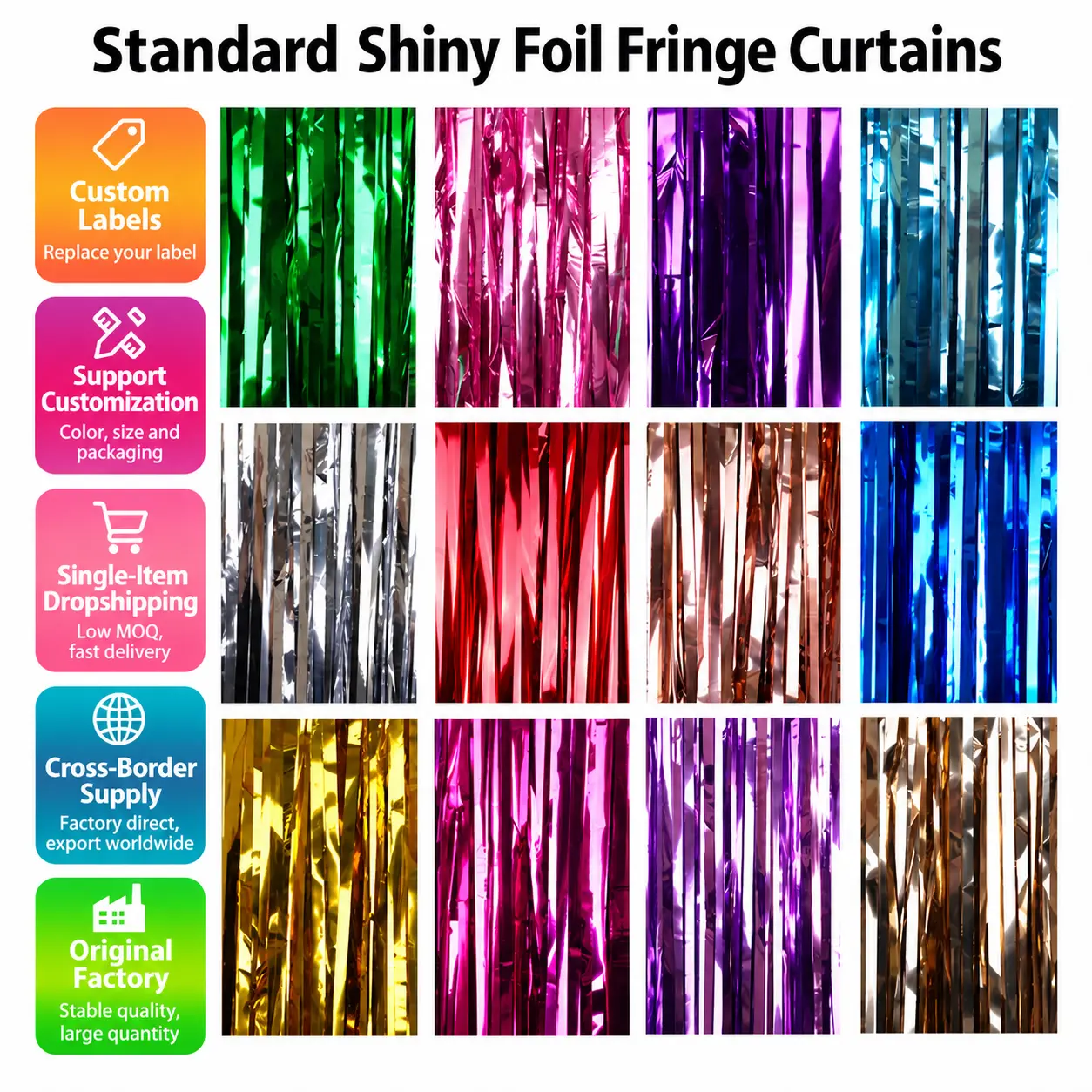 Cortinas con flecos de aluminio brillante