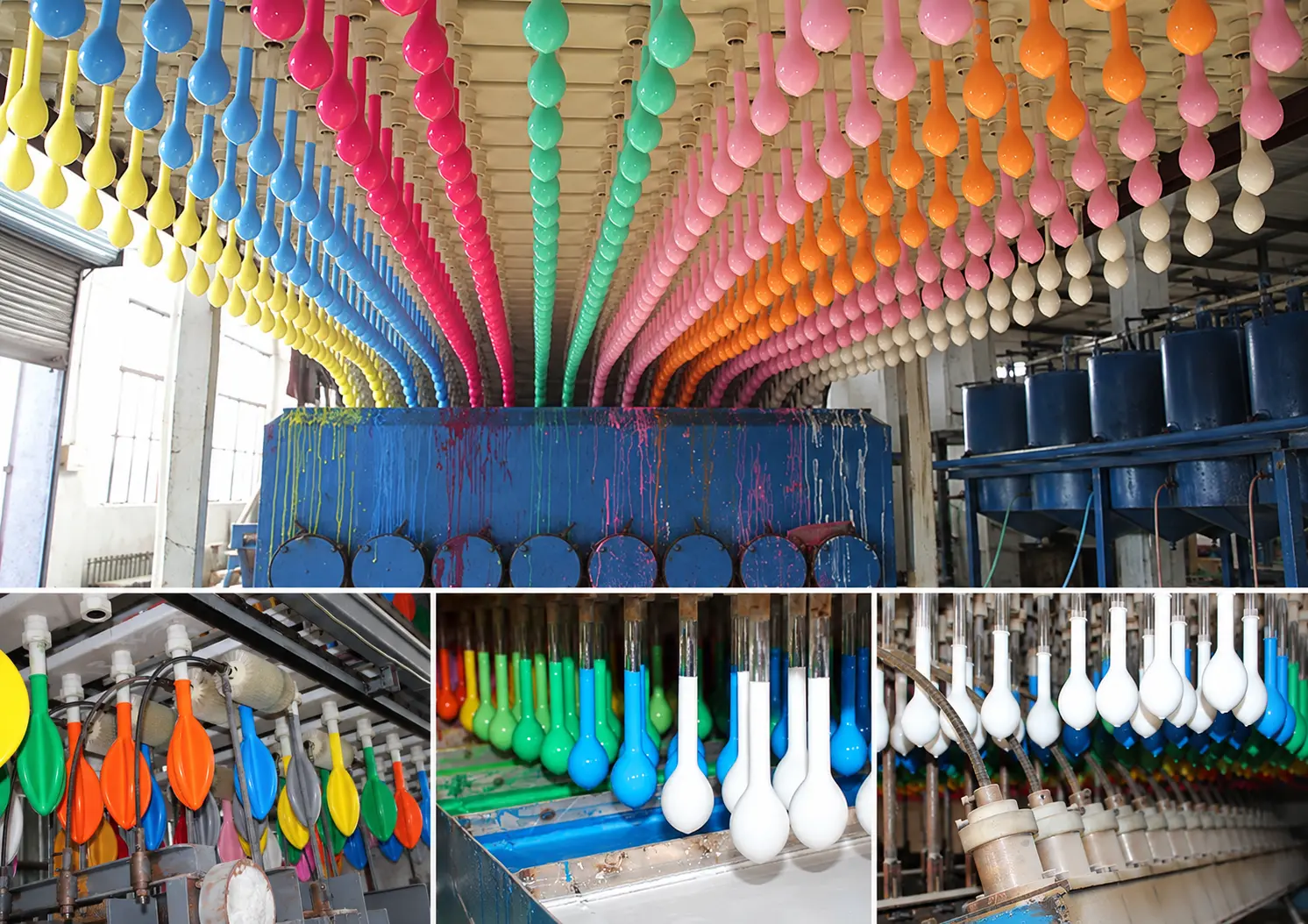 Latex balloon production line operating inside Borun Balloon Factory workshop in Xiongxian Hebei China