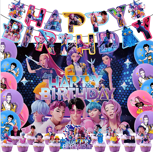 Set de decoración fiesta K-POP Demon Hunters