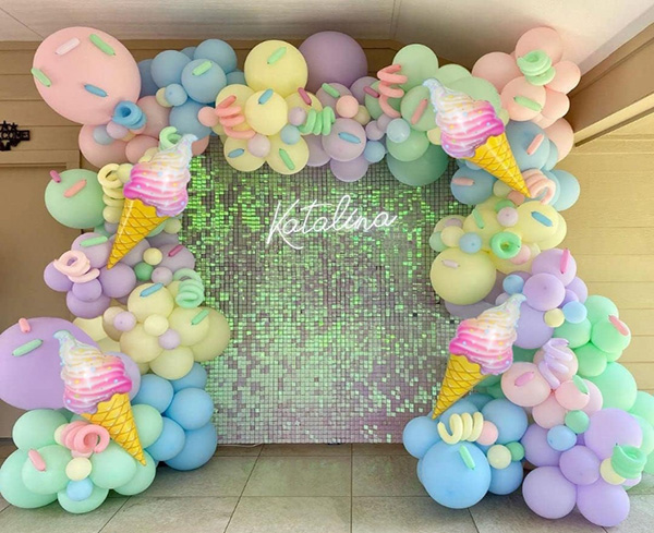Garland de arco de globo de helado de macarrón