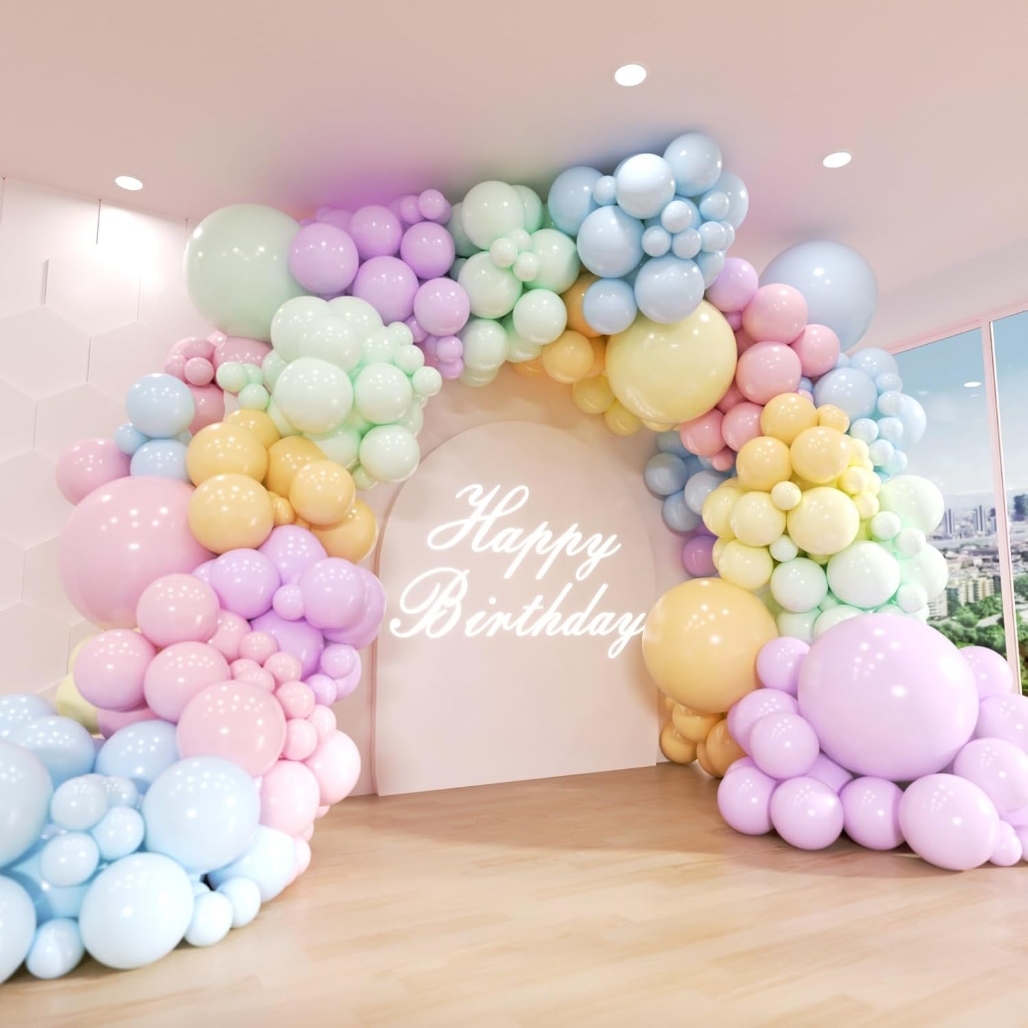 Macaroon globos arco de guirnalda