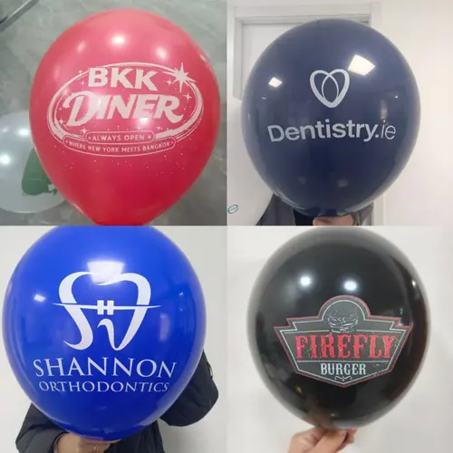 Globos con logotipo multicolor