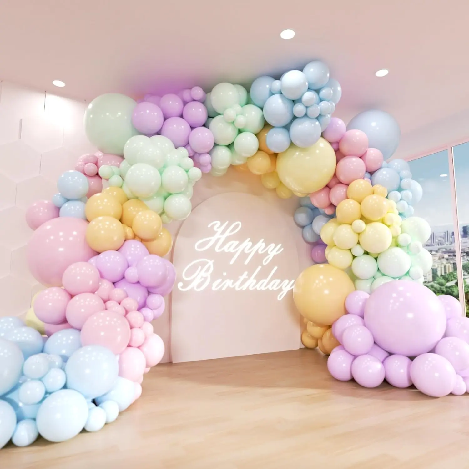 Arco de globos en colores pastel