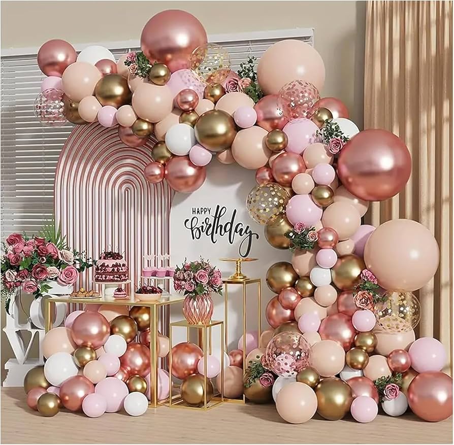 Guirnalda de globos de oro rosa