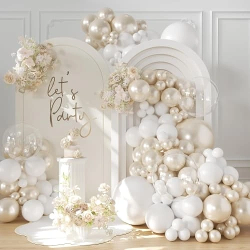 Arco de globos de boda blanco